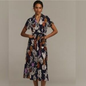 Anthropologie Maeve Navy Floral Dress Size Small